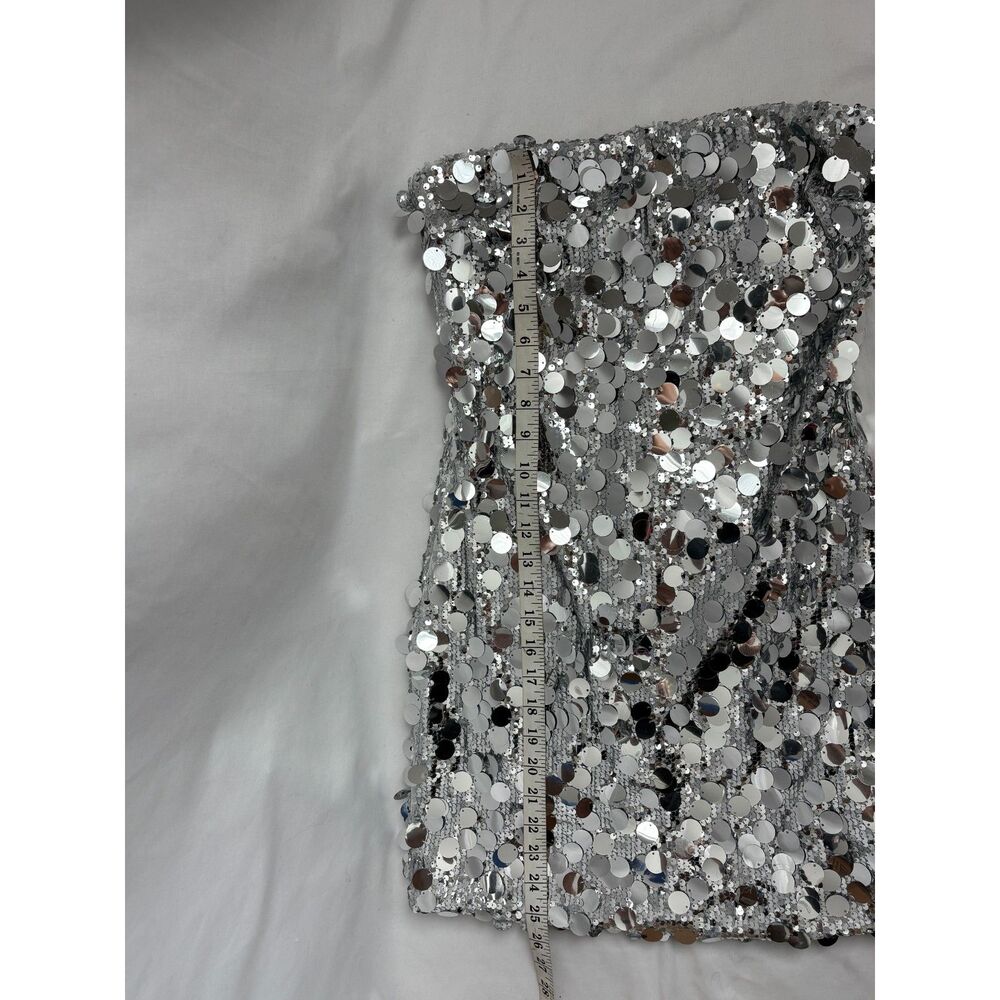 Strapless Silver Sequin Mini Dress - Picture 11 of 11